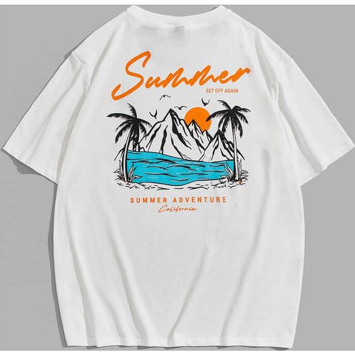 T-shirt à motif tropical et lettre - SHEIN - Modalova