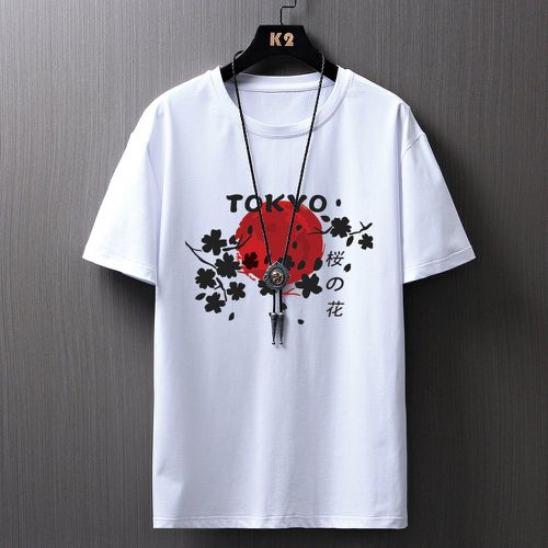 Homme T-shirt fleuri à lettres - SHEIN - Modalova