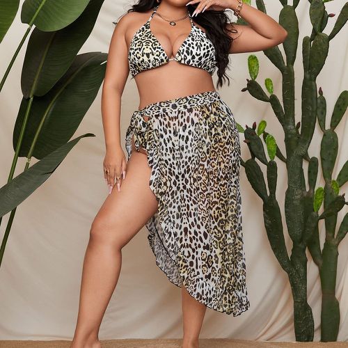Bikini léopard avec jupe de plage - SHEIN - Modalova