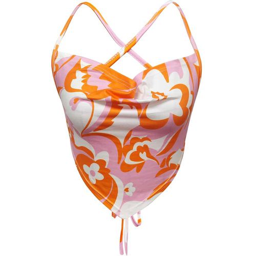 Top court bandana à imprimé floral à lacets dos-nu à nœud - SHEIN - Modalova
