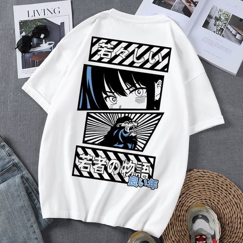 T-shirt figure & lettre japonaise - SHEIN - Modalova