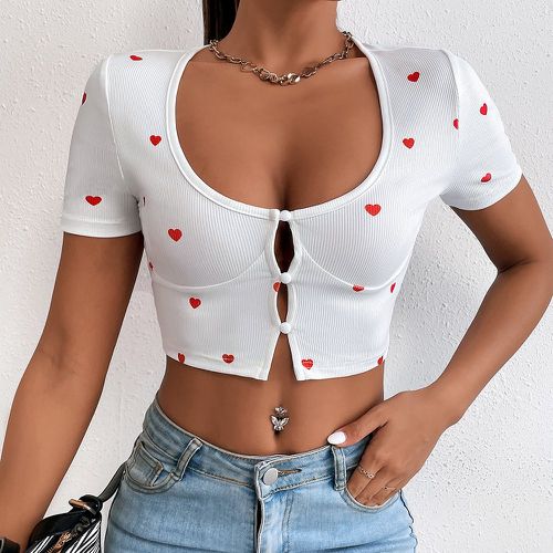 T-shirt bustier à imprimé cœur court - SHEIN - Modalova