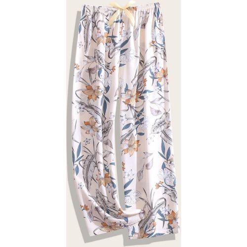 Pantalon à imprimé floral à nœud - SHEIN - Modalova