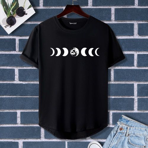 T-shirt à imprimé lune asymétrique - SHEIN - Modalova