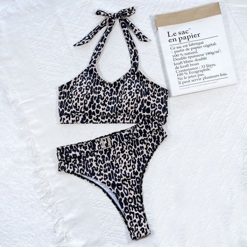 Bikini léopard ras-du-cou taille haute - SHEIN - Modalova