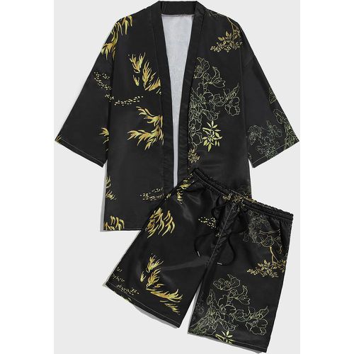 Floral aléatoire à imprimé ouvert Kimono & Short - SHEIN - Modalova