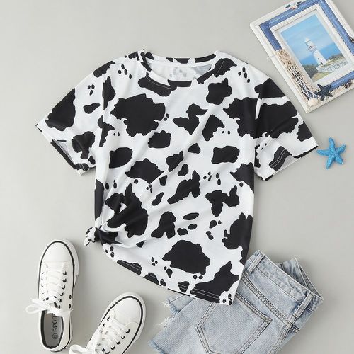 T-shirt à imprimé vache col rond - SHEIN - Modalova