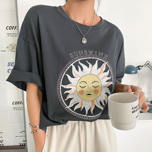 T-shirt soleil & à lettres - SHEIN - Modalova