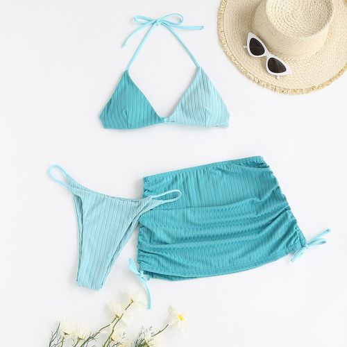 Pièces Bikini à blocs de couleurs & jupe de plage - SHEIN - Modalova