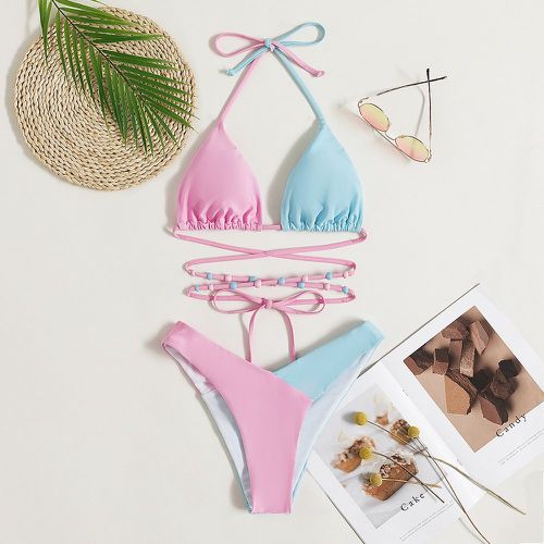 Bikini à blocs de couleurs perlé - SHEIN - Modalova