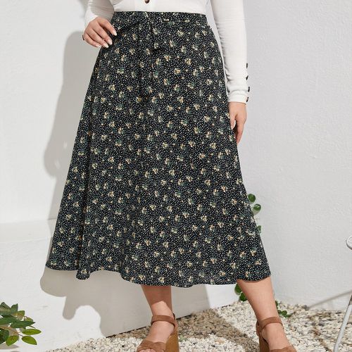 Jupe taille haute à imprimé floral à nœud - SHEIN - Modalova