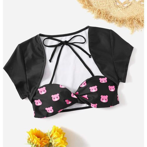 Pièces à imprimé ours Haut de bikini avec cache-maillot Top - SHEIN - Modalova