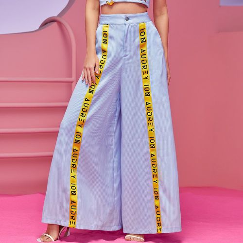 Pantalon ample à lettres à rayures - SHEIN - Modalova