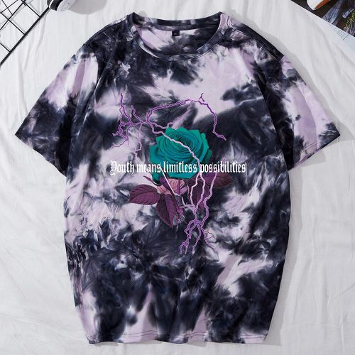 T-shirt tie dye slogan et floral - SHEIN - Modalova