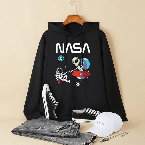 Sweat-shirt à capuche astronaute & à lettres à cordon - SHEIN - Modalova