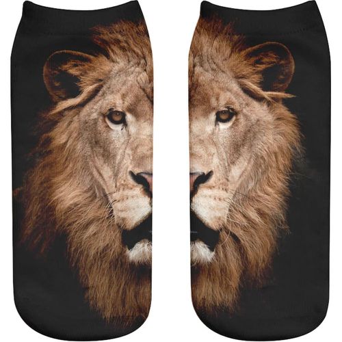 Chaussettes à imprimé lion - SHEIN - Modalova