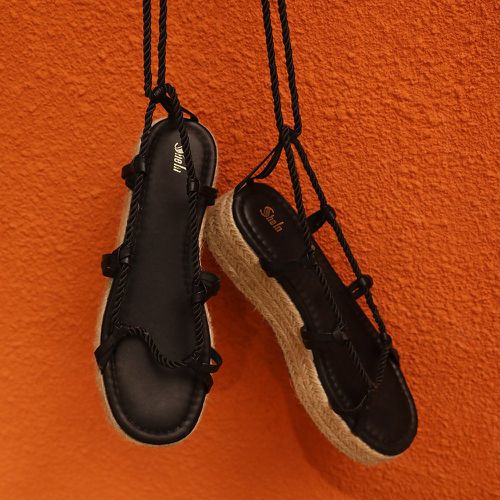 Sandales compensées espadrilles à nœud design - SHEIN - Modalova