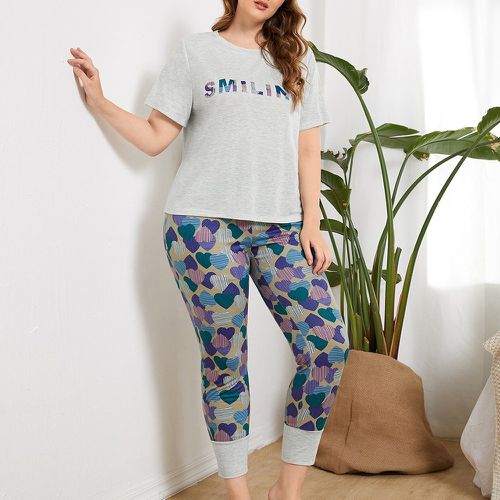Ensemble de pyjama pantalon à imprimé cœur et t-shirt à motif lettre - SHEIN - Modalova