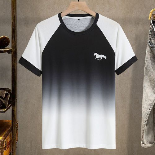 T-shirt dégradé à imprimé cheval contrastant manches raglan - SHEIN - Modalova