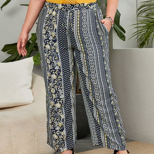 Pantalon ample géométrique à imprimé floral à nœud - SHEIN - Modalova