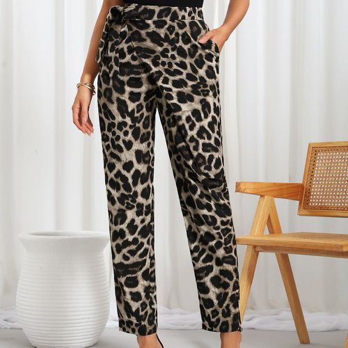 Pantalon léopard à nœud à poche - SHEIN - Modalova