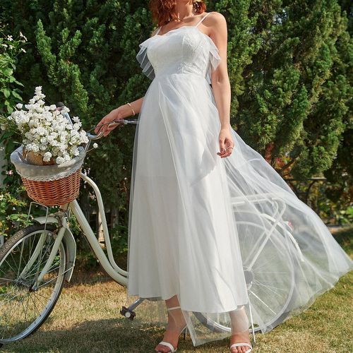 Robe de demoiselle d'honneur à fines brides avec tulle long - SHEIN - Modalova