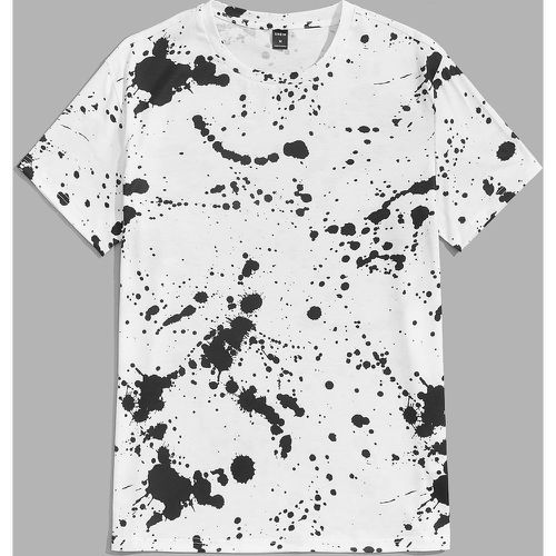 T-shirt à imprimé encre d'éclaboussure - SHEIN - Modalova