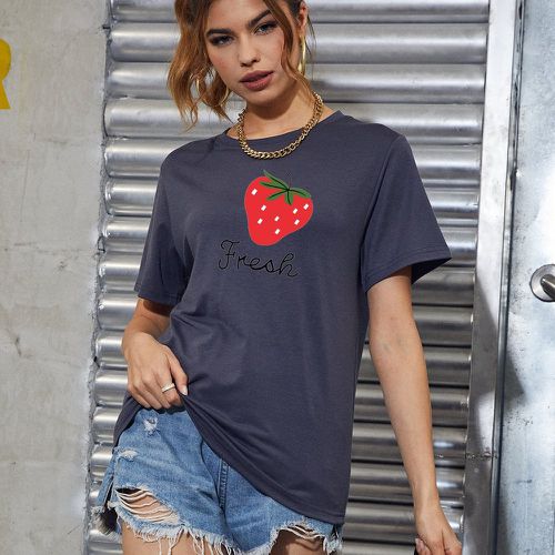 T-shirt fraise & à lettres - SHEIN - Modalova