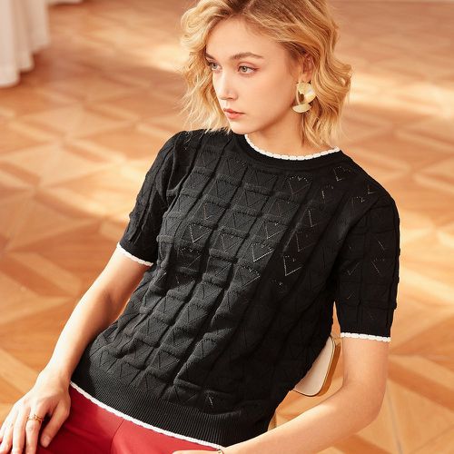 Top en tricot avec motif cœur à liseré contrastant - SHEIN - Modalova