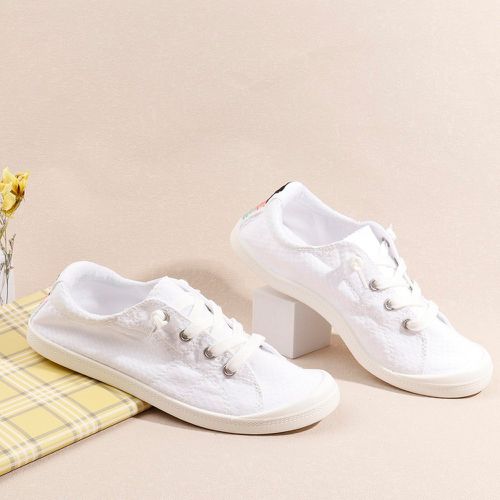 Chaussures en canevas à blocs de couleurs à broderie à lacets - SHEIN - Modalova