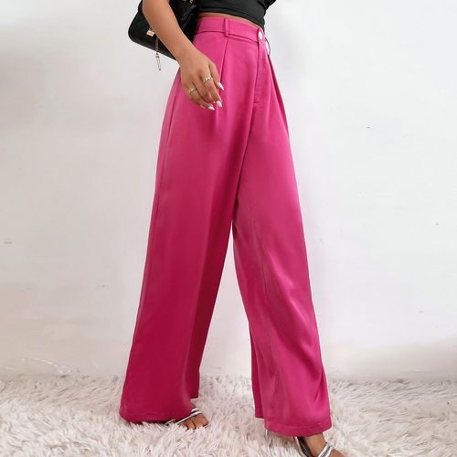 Pantalon tailleur taille haute à détail plié en satin - SHEIN - Modalova