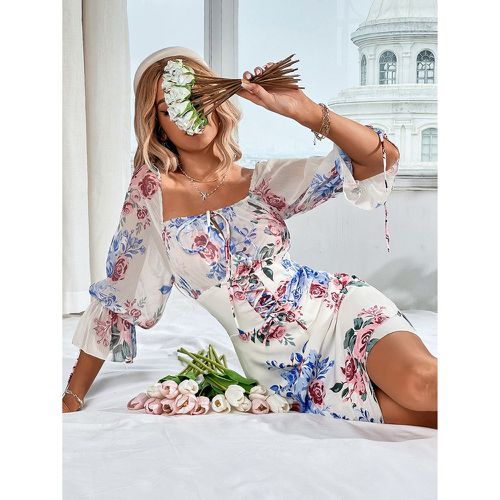 Robe à imprimé floral à nœud zippé - SHEIN - Modalova