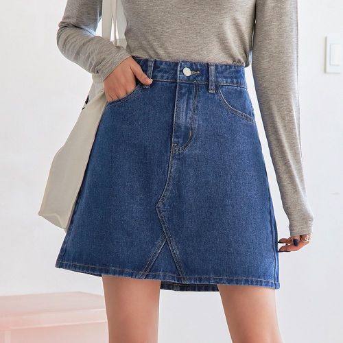 Jupe en jean à poche trapèze - SHEIN - Modalova