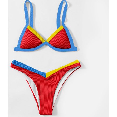 Bikini à blocs de couleurs triangulaire échancré - SHEIN - Modalova