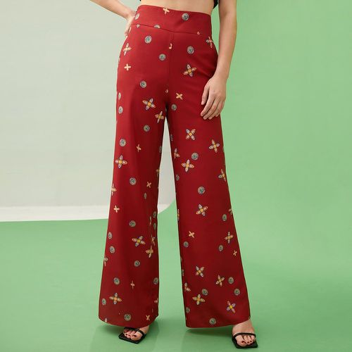 Pantalon ample taille haute à imprimé floral - SHEIN - Modalova