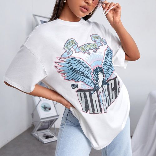 T-shirt à motif d'aile et de lettre - SHEIN - Modalova