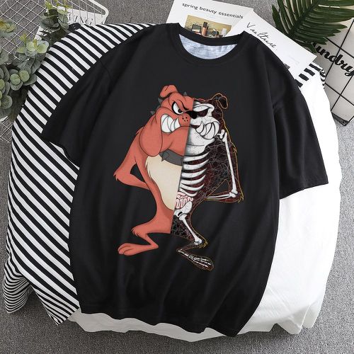 T-shirt à imprimé squelette et chien - SHEIN - Modalova