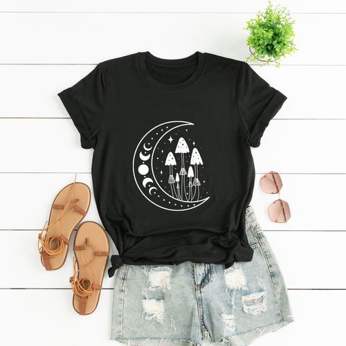 T-shirt à imprimé lune et champignon - SHEIN - Modalova