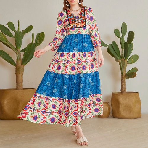 Robe babydoll à blocs de couleurs et à imprimé floral - SHEIN - Modalova