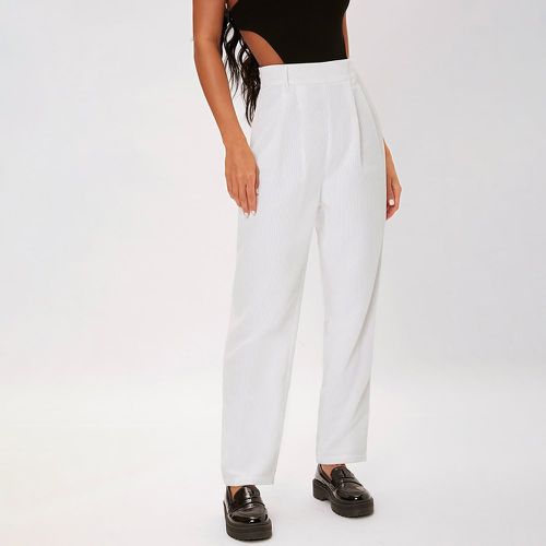 Pantalon zippé à plis en velours côtelé - SHEIN - Modalova