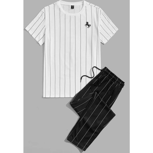 T-shirt à rayures à imprimé licorne & Pantalon à cordon - SHEIN - Modalova
