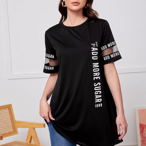 T-shirt à motif slogan avec tulle - SHEIN - Modalova