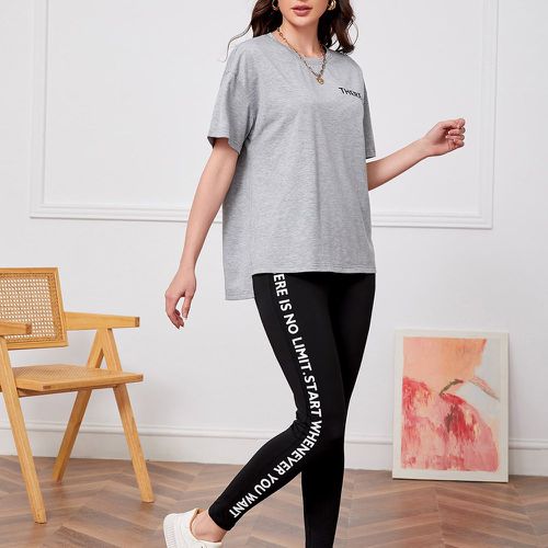T-shirt à lettres & Pantalon à motif de slogan - SHEIN - Modalova