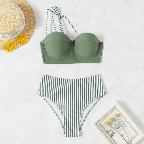 Bikini push-up à rayures asymétrique - SHEIN - Modalova