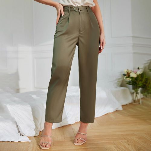 Pantalon taille haute à détail plié à boucle - SHEIN - Modalova