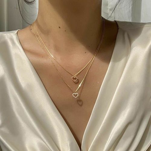 Collier zircone cubique à pendentif cœur - SHEIN - Modalova