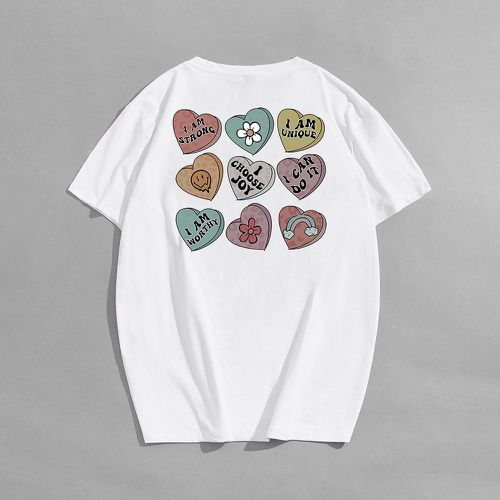 T-shirt slogan à motif cœur et dessin animé - SHEIN - Modalova