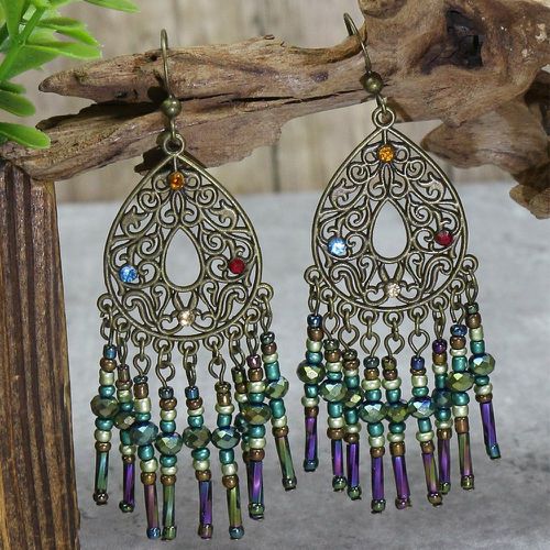 Pendants d'oreilles avec strass à franges - SHEIN - Modalova