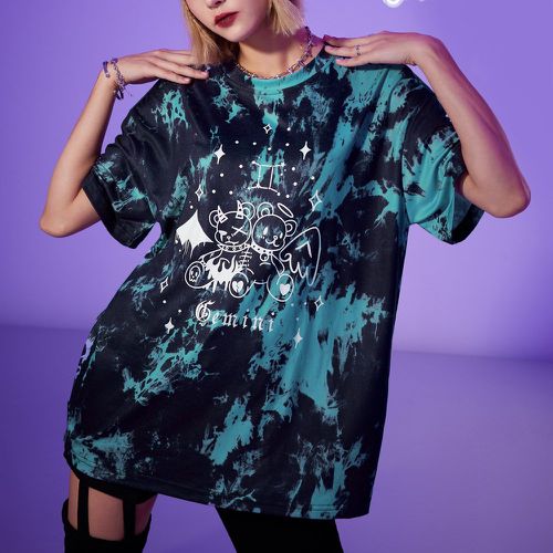 T-shirt oversize tie dye à lettres - SHEIN - Modalova