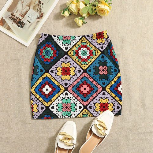 Jupe à imprimé floral et foulard - SHEIN - Modalova